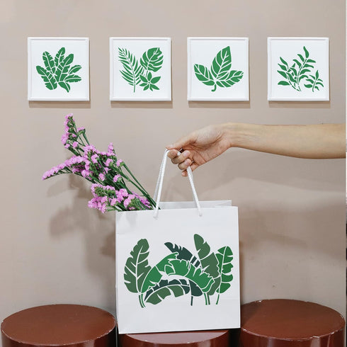 15 Pieces Tropical Leaf Stencil Reusable Fern Leaf Monstera Palm Leaf Turtle Leaf Painting Stencils for Painting Linoleum Floor Wall Wood Tiles Ce...