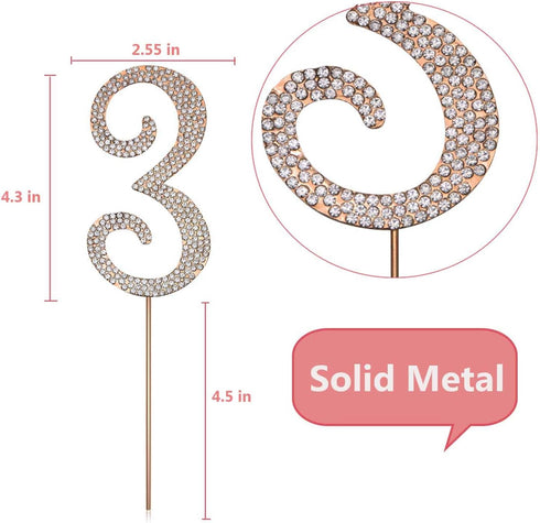 MAGJUCHE Gold 33" Crystal Cake Topper, Number 33 Rhinestones 33rd Birthday Cake Topper, Men or Women Birthday or 33th Anniversary Party Decoration...