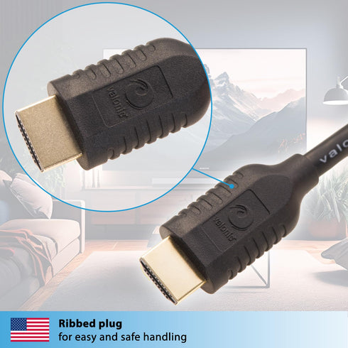 valonic HDMI Cable - 6.5 ft, 4k, Full HD, ARC, high Speed, Ultra HD, ethernet - for TV, PS4, Xbox, 30 AWG, Black...