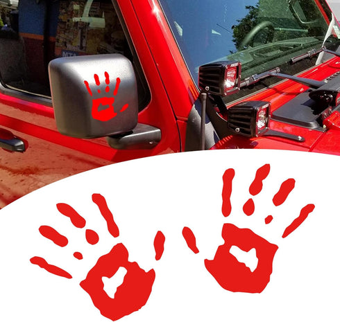 2 PCS Personalized Car Mirror Decorative Sticker, 4.13" x 3.93" Personalized Hand Print Car Rearview Mirror Decal, Product Compatible with Most Ca...