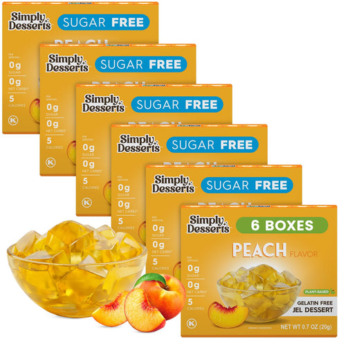 Simply Desserts Sugar-Free Peach Jel, 6-Pack – Vegan Dessert, Keto Snacks, Diabetic Friendly & Kosher, 1.7 Oz Ea...