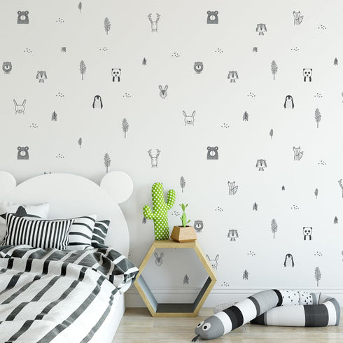 Stylish Animal Wall Stickers - Nursery, Toddler, Kids Jungle Wall Stickers with Adorable Safari Animal Designs. Easy to Apply Baby Wall Stickers. ...