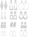 Tornito 12 Pairs Clip on Hoop Earrings for Women Geometric Round Twist Chunky Hoop Earrings No Piercing Fake Earrings Gold Silver Tone...