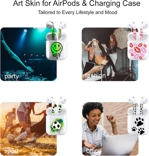 Black Accessories for AirPods 2nd Gen, Cat Paw Decal Skin Sticker for Earphones and Charging Case, Earbuds Case Cover Wrap for Women and Teens, wi...