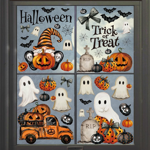 Horaldaily 83 PCS Halloween Window Cling Sticker, Ghosts Pumpkins for Home Party Supplies Shop Window Glass Display Decoration...
