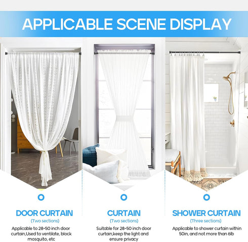 Tension Curtain Rod Spring Curtain Rod Adjustable Tension Rod 1pcs Adjustable Spring Curtain Rod, Tension Rods for Windows 28 to 48 Inch, Non Slip...