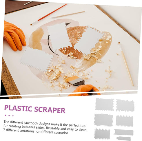 Putty 7 pcs Icing for Practical Paint Cake Decorating Tools Comb Scrapers Wave Sawtooth Design Technique DIY Pouring Baking Kitchen Sle Drywall Sm...