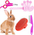 4 Pieces Bunny Grooming Kit with Rabbit Grooming Brush Pet Hair Remover Pet Nail Clipper Pet Comb Shampoo Bath Brush with Adjustable Ring Handle f...