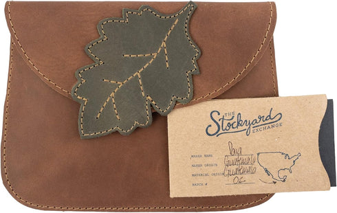 Hide & Drink, Leaves Card Wallet Pouch Handmade from Full Grain Leather, Soft Coin & Cash Organizer, Cable Holder & Accessories Case :: Single Mal...