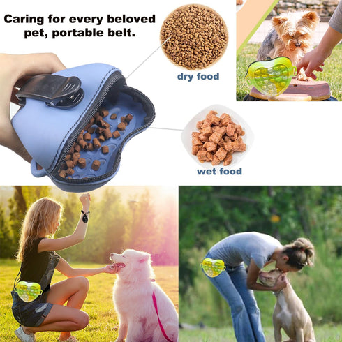 2PCS Silicone Dog Treat Pouch, Dog Training Treat Pouch for Leash, Small Dog Training Bag with Waist Belt and Waist Clip, Pet Walking Bag for Dog ...