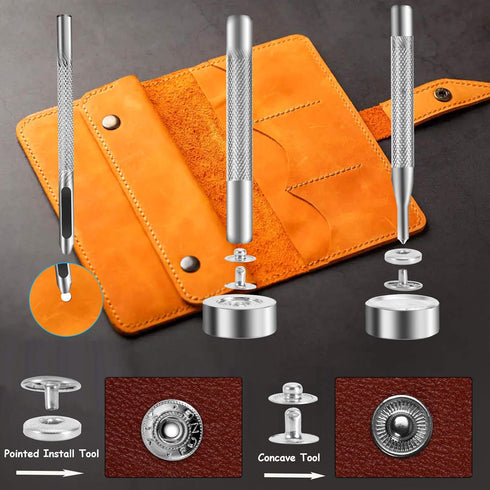 Toututu 120 Sets Leather Snap Fasteners Kit, 12.5mm Metal Snap Buttons Press Studs with 4 Setting Tools, 6 Color Leather Snaps for Clothes, Jacket...
