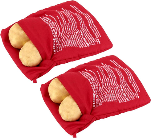 2 Pack Premium Microwave Potato Bags, Reusable Baked Potato Microwave Bag for Perfectly Cooked Potatoes, Red...