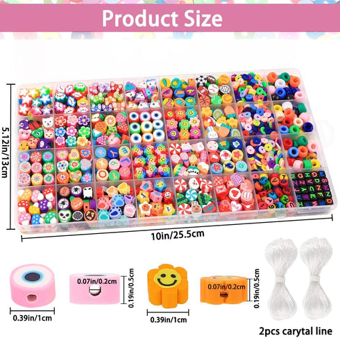 1060pcs Polymer Clay Beads Charms Kits 28 Styles Cute Fun Clay Beads Charms Flower Butterfly Heart Letter Pony Beads Charms for Women Girls Jewelr...