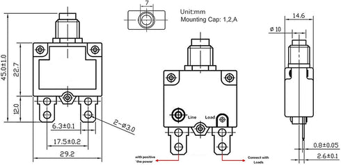 5PCS 20Amp Circuit Breakers with Push Button Reset with Quick Connect Terminals and Waterproof Button Cap...