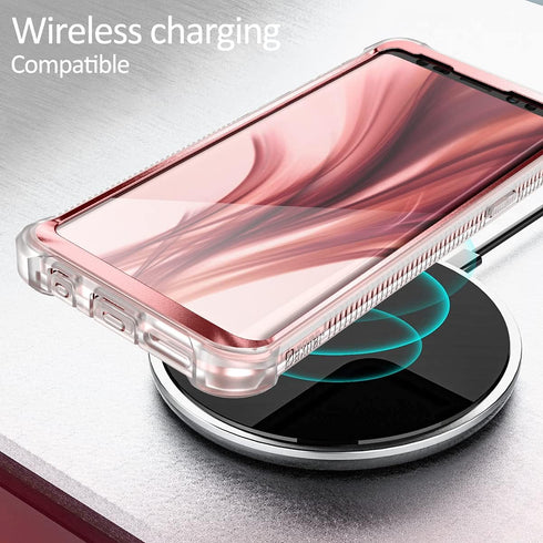 Dexnor Compatible with Samsung Galaxy S9 Case with Screen Protector Electroplated Frame Clear Back Cover Rugged 360 Full Body Protective Shockproo...