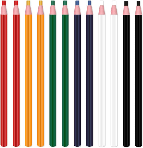 Moalin 12Pcs Sewing Mark Pencil, Sewing Fabric Pencils Free Cutting Crayons Sewing Fabric Pencil Tailor's Marking and Tracing Tools (6 Colors)...