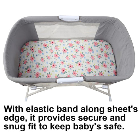 Onacosht Bassinet Sheets Set 3 Pack for Baby Girl, Stretchy Soft Jersey Knitted Fitted Sheet Universal for Oval Rectangle and Hourglass Bassinet M...