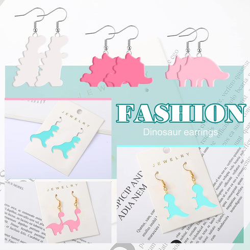 14 Pcs Dinosaur Clay Cutters Mini Dinosaur Shaped Earring Making Tool Kit Cute Jewelry Modeling Polymer DIY Supplies Embossing Animal Earring Mold...