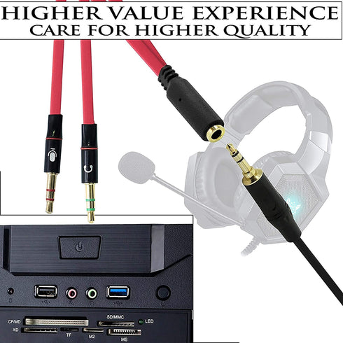 SaiTech IT 3.5 mm Exclusives Headphone Splitter for Computer 3.5mm to 2 Dual Mic Audio Y Splitter Cable Smartphone Headset to PC Adapter, Tablet (...