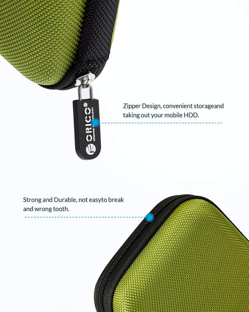 ORICO Hard Drive Case 2.5 inch External Drive Storage Carrying Bag Waterproof Shockproof with Inner Size 5.5x3.5x1.0inch for Organizing HDD and El...