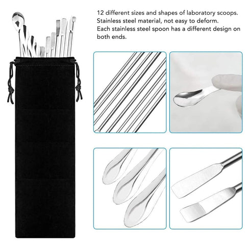Laboratory Spatula, Stainless Steel Medicine Spoon Laboratory Scraper Stainless Steel Laboratory Scraper Mini Spoon Set for Trace Drugs, Lab Spatu...