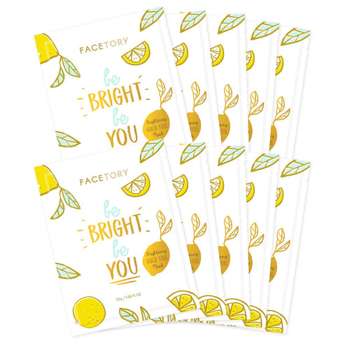 FACETORY Be Bright Be You Illuminating Gold Foil Mask with Vitamin C - Improve Oily, Combo, Dry, and Dull Skin - Moisturizes, Revitalizes, and Eve...