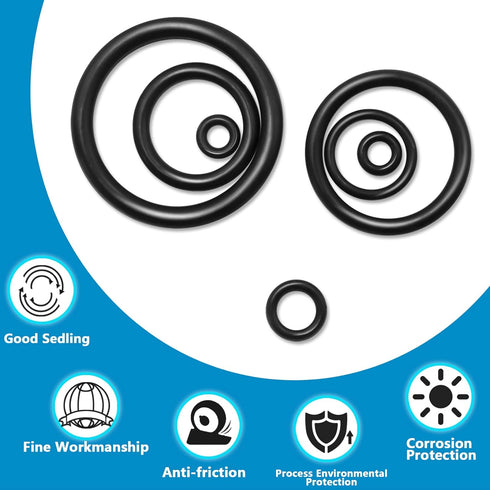 24 Size Rubber O Ring Set,1120 Pcs Black Small O Rings Assortment Kits,Assorted Metric Sealing Washer for Auto Plumbing Faucet Water Air or Gas Re...