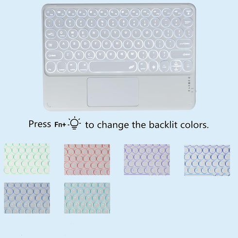 Wireless Bluetooth Keyboard with Touchpad,Portable Ultra Slim 7-Colors Backlit Keyboard,10 inch Rechargeable Keyboard for IPad/IPad Pro, Android T...