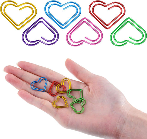 105 Pieces Colorful Paper Clips Metal Heart Paperclips for Office Stationery School Supplies...