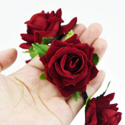 Lystaii Rose Headband Red Rose Flower Crown Woodland Hair Wreath for Valentines's Day Halloween Festival Cosplay...