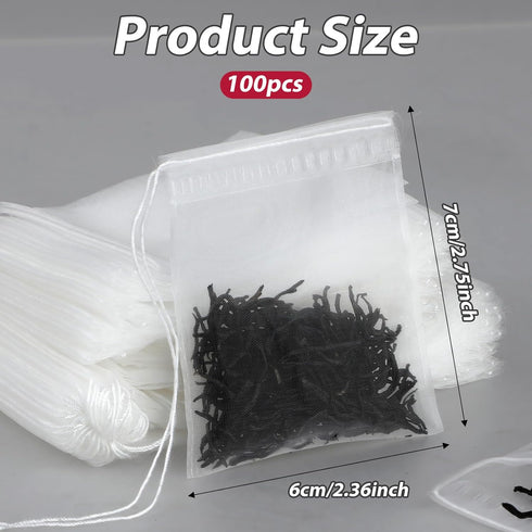 100 Pcs Loose Tea Bags Tea Filter Bags Disposable Tea Bags for Loose Leaf Tea Mesh Small Drawstring Empty Tea Bags for Coffee, Herbs, Spice Sachet...