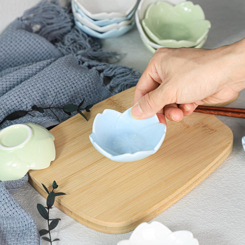 Beautiful 3 Inches Sakura Shaped Ceramics Seasoning Dishes/Tea Bag Holders/Ketchup Saucer/Appetizer Plates/Vinegar Spice Salad Soy Sushi Wasabi Se...