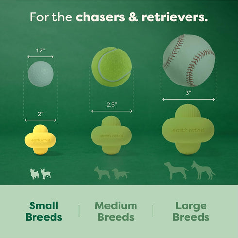 Earth Rated Dog Ball, Interactive Fetch Toy for Small, Medium, and Large Breeds, Comes in Multiple Sizes, Made with Natural Rubber, Perfect for In...