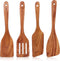 Best Wooden Spatula for Cooking Non Stick Kitchen Utensils Teak Wood Spatula Set of 4 Flat Slotted Turner Spatula for Baking Mixing Scraping Fish ...