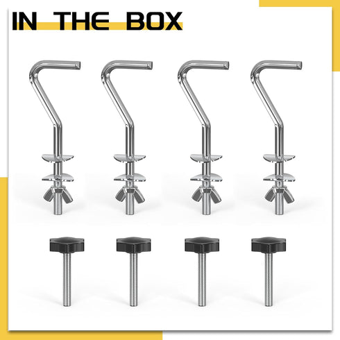 Replacement Hammock Hooks & Hand Knobs Kit 8 Pcs, Heavy Duty Hooks Fit 3/8" Diameter 1-1/4 to 2" Long Hole, M8 x 40mm Star Hand Knobs, Hammock Com...