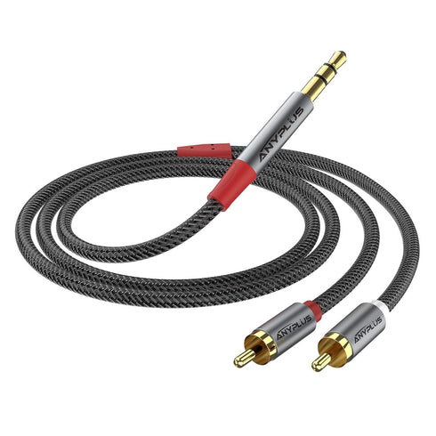2RCA to 3.5mm,?3M? 1/8 to RCA 2-Male Headphone Jack Fish Wire Braid Y Splitter RCA Auxiliary Cord for Smartphone, Tablet, HDTV,MP3 Player Speaker...