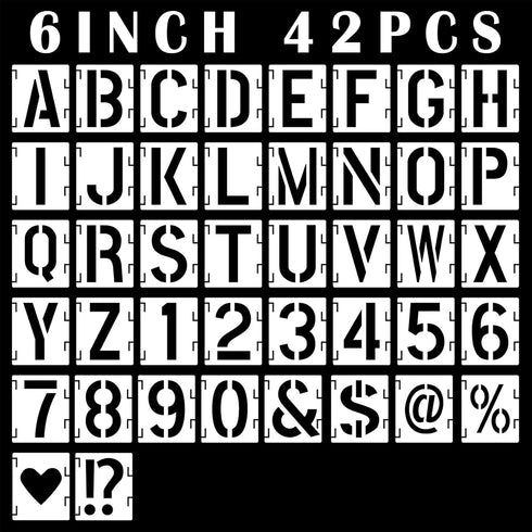Alphabet Letter Stencils 6 inch, 42 Pcs Reusable Plastic Letter and Number Templates Alphabet Symbol Craft Stencils, Art Craft Stencils for Painti...