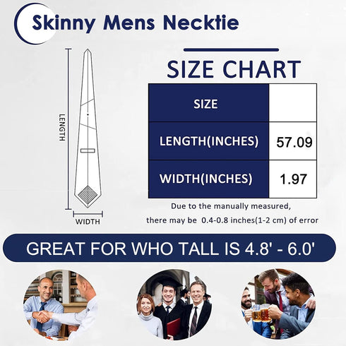 Mantieqingway Mens Tie 1.97'' Skinny Ties for Men Satin Necktie for Daily Dress, Weddings, Groom, Groomsmen, Missions, Dances...