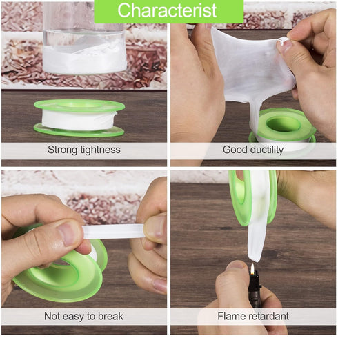 PAGOW 6 Rolls 1/2 Inch (W) X 984 Inches (L) Teflon Tape, Extra Long Plumbers PTFE Tape, Sealing Tape, Thread, for Shower Heads and Water Pipe, Whi...