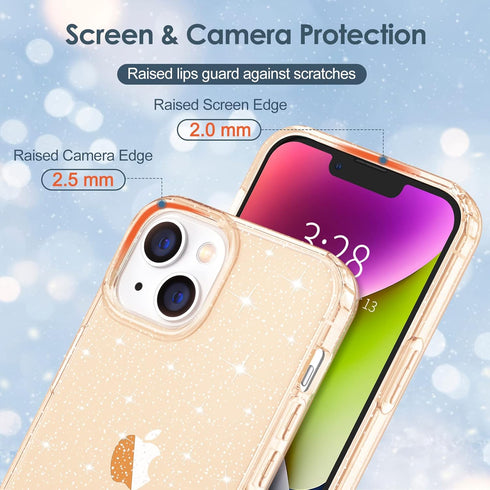 Hython Case for iPhone 14 Plus Case Glitter, Cute Sparkly Clear Glitter Shiny Bling Sparkle Cover, Anti-Scratch Soft TPU Thin Slim Fit Shockproof ...