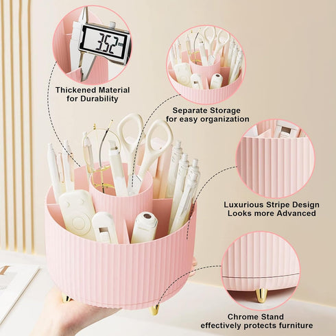 Makeup Brush Holder Organizer,360° Rotating Makeup Brush Organizer,5 Slot Make up Brushes Cup,Makeup Organizers for Cosmetics, Art Supply, Bathroo...