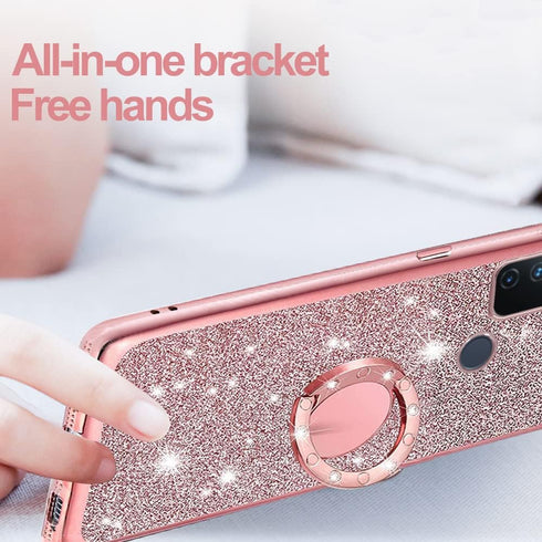 B-wishy for OnePlus Nord N100 Phone Case with Stylus Pen, Luxury Glitter Sparkles Cute Silicone TPU Case for Women Girls with Kickstand, Bling Rhi...