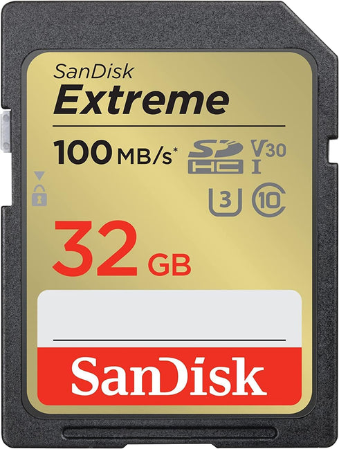 SanDisk Extreme 32GB 2 Pack SD Memory Card Works with Digital Camera, Computer, and Trail Cameras (SDSDXVT-032G-GNCIN) Bundle with Everything But ...