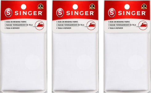 Iron-On Mending Fabric, 7-Inch x 16-Inch Patch for Mending Clothes, White (Three-Pack)...