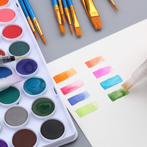 36 Colors Watercolor Paint Set, AROIC Watercolor Pan Set with 10 Nylon Brushes and 6 Refillable Water Brushes. Perfect for Adults, Children and Be...