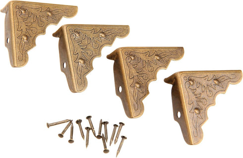Dophee 8Pcs Antique Brass Jewelry Box Corner Case Chest Corner Protector Guard Edge Cover...