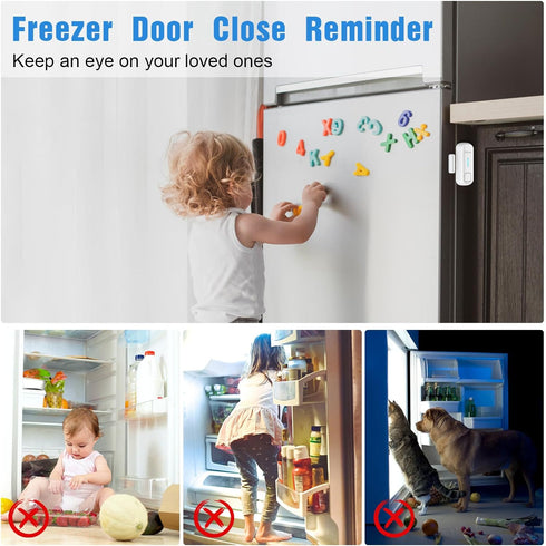 DAYTECH Freezer Door Alarm with Delay 1/2/3/4 mins When Left Open Window Chime Close Doors Reminder Refrigerator Door Alarm 0 to 120 dB for Fridge...