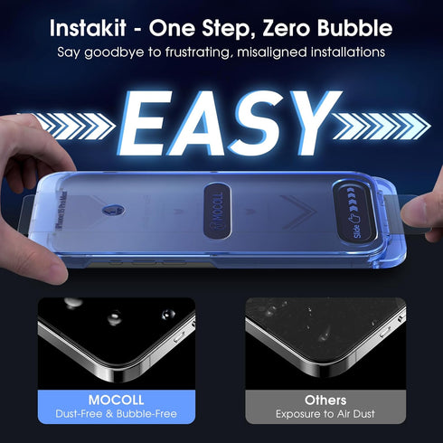 MOCOLL for iPhone 15 Pro Max Screen Protector Blue Light •?Dust-Free Kit??Speaker Mesh??Military Grade?Reduce Migraine Tempered Glass for iPhone 1...