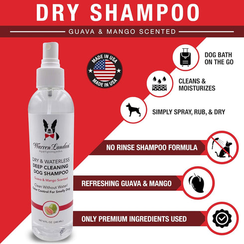 Warren London Dry & Waterless Shampoo for Dogs & Pets- No Rinse Dog Shampoo- Dog Dry Shampoo for Smelly Dogs- Waterless Shampoo Spray for Dogs- Wa...