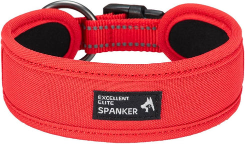 EXCELLENT ELITE SPANKER Classic Dog Collar PU Material Pet Collar with Buckle Adjustable for Small Medium Large Dogs Walking Training Black Red Bl...